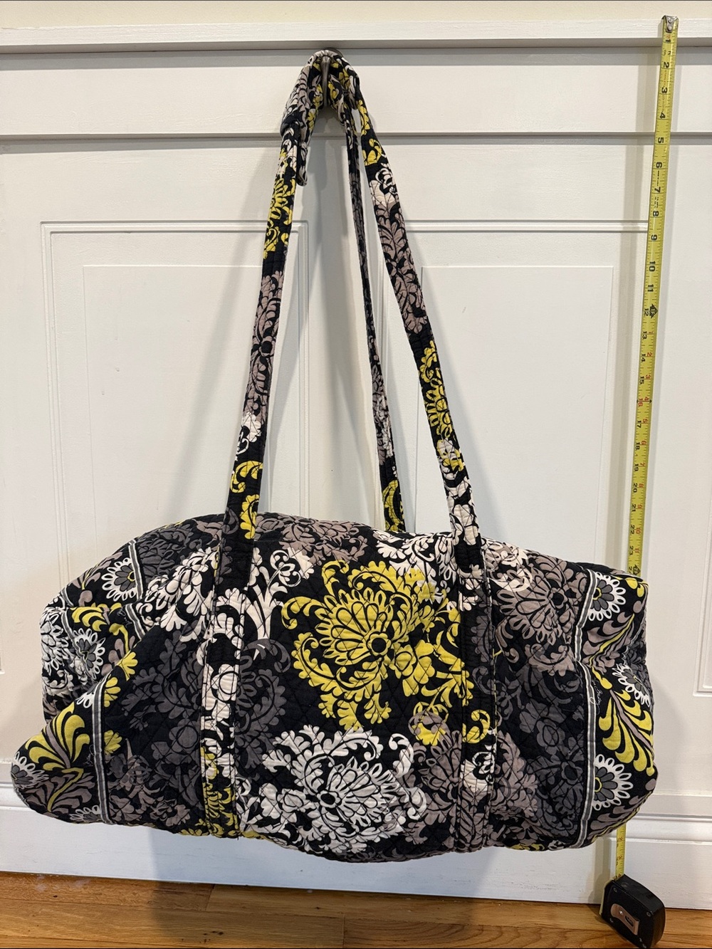 Vera Bradley Quilted Floral Tote in Black, Yellow & Gray